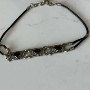 Elegant Black and Silver Heart Choker Necklace